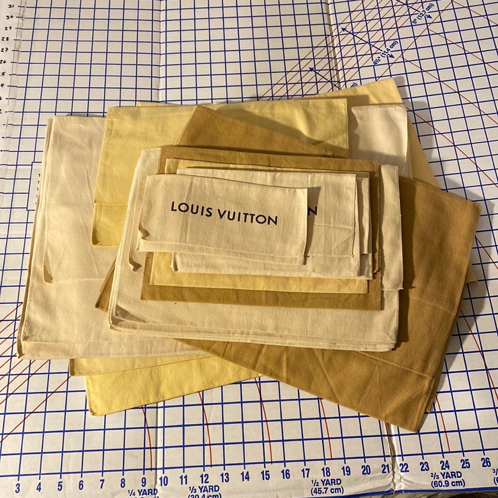 Authentic LOUIS VUITTON Envelope Dust Bags in many sizes. Vintage to Recent.